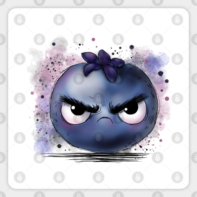 Grumpy Blueberry Magnet by H. R. Sinclair